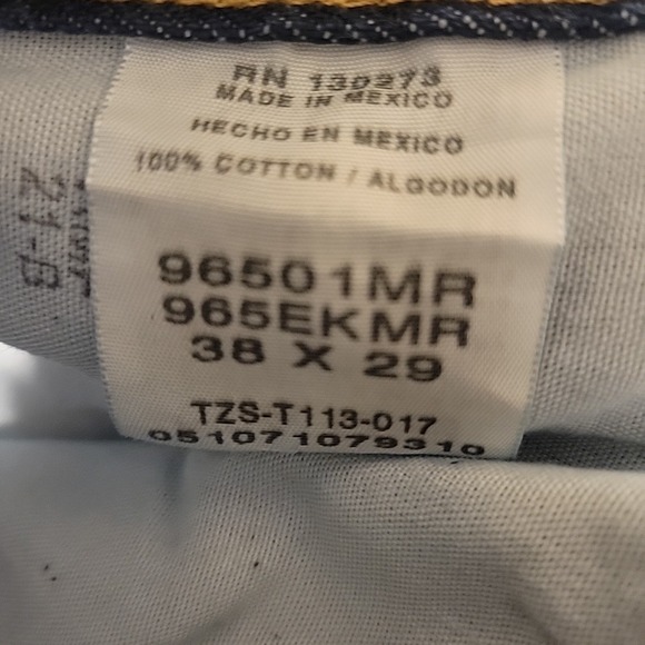 Wrangler Five Star Premium Men's 38x29 Straight Fit Jeans Dark‎ Wash Blue NEW - Picture 7 of 10